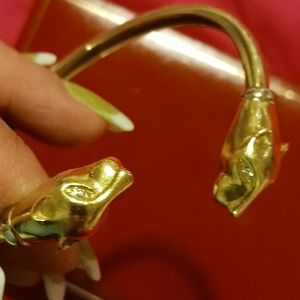 18k solid panther with diamond eyes bracelet.